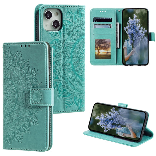 Totem Flower Embossed Leather Phone Case