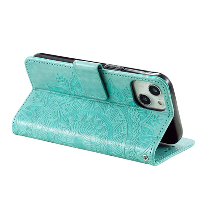 Totem Flower Embossed Leather Phone Case