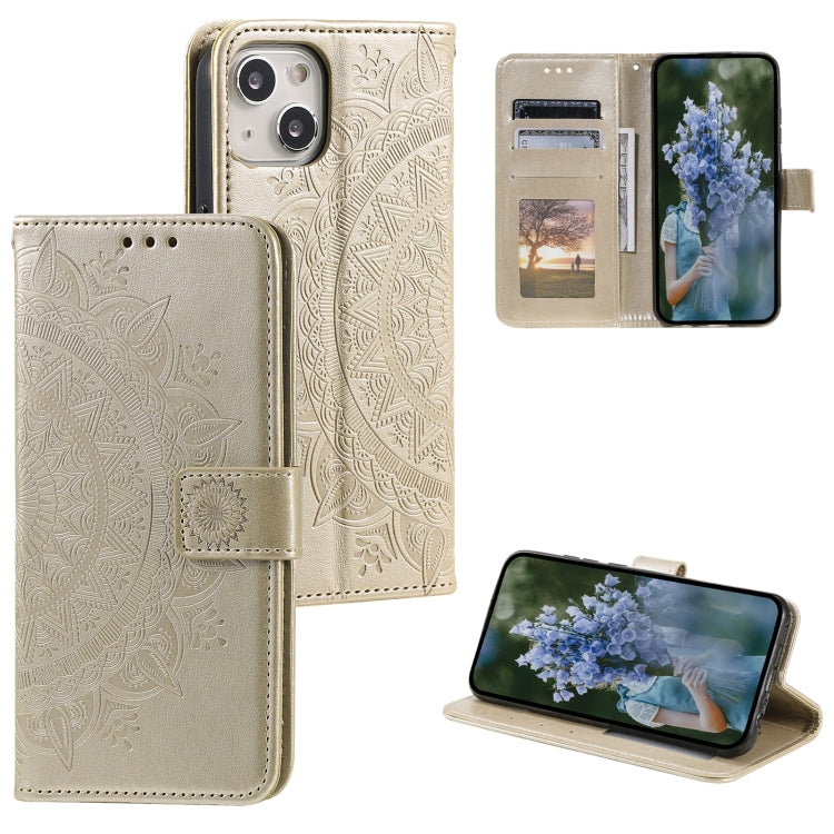Totem Flower Embossed Leather Phone Case
