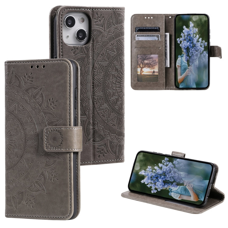 Totem Flower Embossed Leather Phone Case