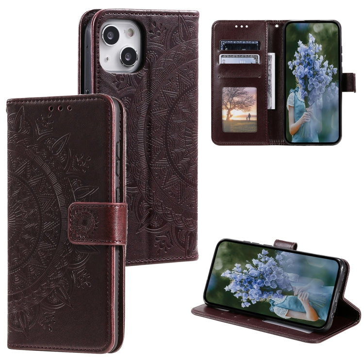 Totem Flower Embossed Leather Phone Case