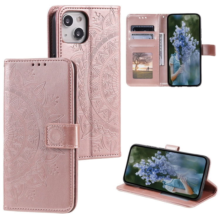 Totem Flower Embossed Leather Phone Case