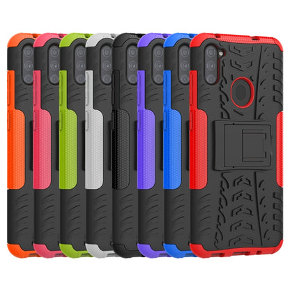 Tire Texture Shockproof TPU+PC Protective Case with Holder, For Samsung Galaxy A11（US Version）