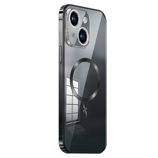 MagSafe Magnetic Stainless Steel Frame Transparent TPU Phone Case