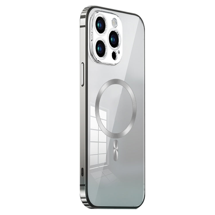 MagSafe Magnetic Stainless Steel Frame Transparent TPU Phone Case