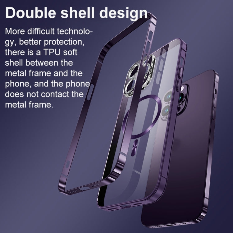 MagSafe Magnetic Stainless Steel Frame Transparent TPU Phone Case