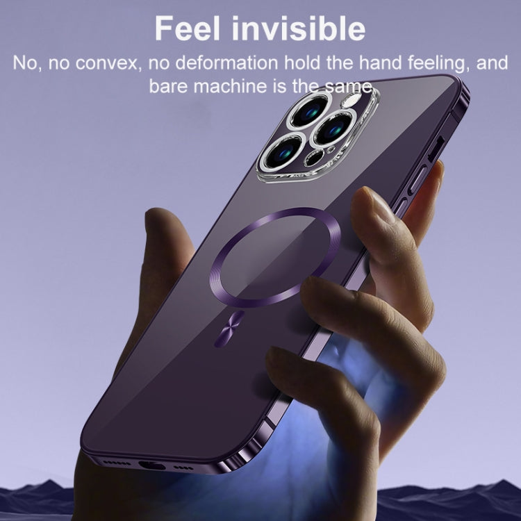 MagSafe Magnetic Stainless Steel Frame Transparent TPU Phone Case