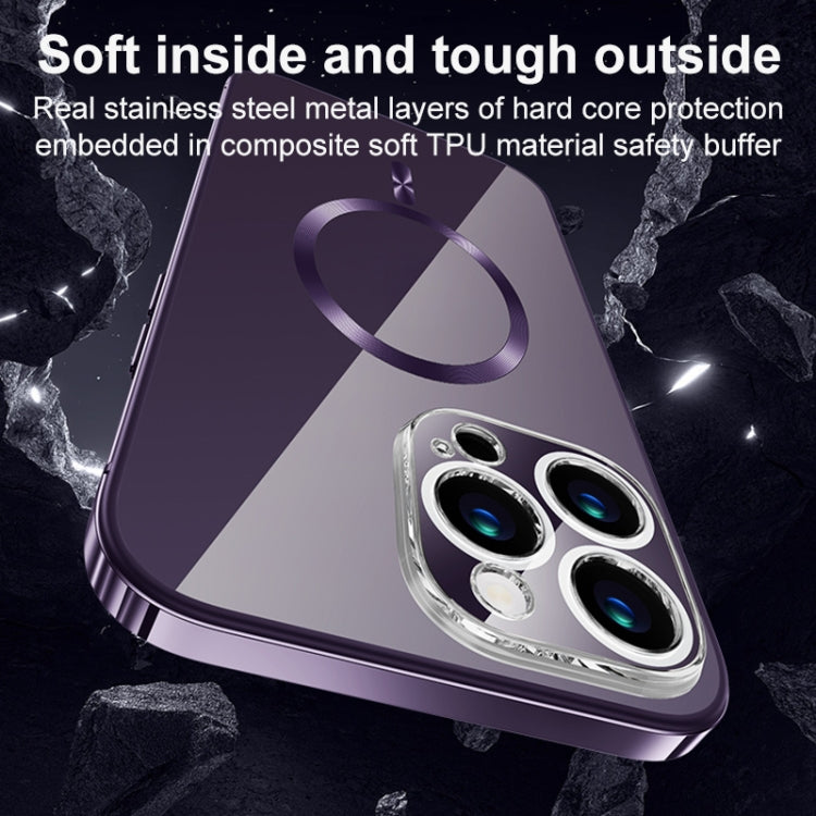 MagSafe Magnetic Stainless Steel Frame Transparent TPU Phone Case