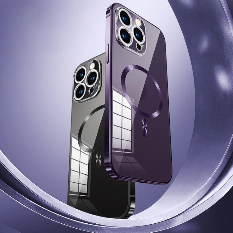 MagSafe Magnetic Stainless Steel Frame Transparent TPU Phone Case