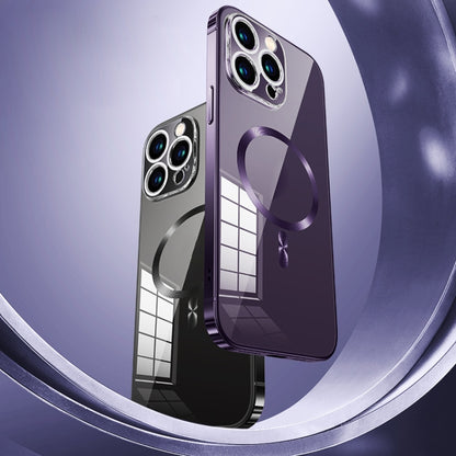 MagSafe Magnetic Stainless Steel Frame Transparent TPU Phone Case
