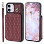 Grid Texture Card Bag Phone Case with Lanyard