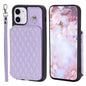 Grid Texture Card Bag Phone Case with Lanyard
