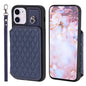 Grid Texture Card Bag Phone Case with Lanyard