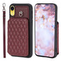 Grid Texture Card Bag Phone Case with Lanyard