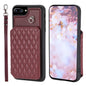 Grid Texture Card Bag Phone Case with Lanyard