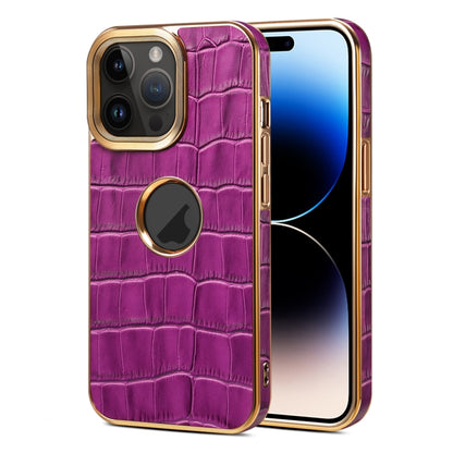 Denior Crocodile Texture Genuine Leather Electroplating Phone Case