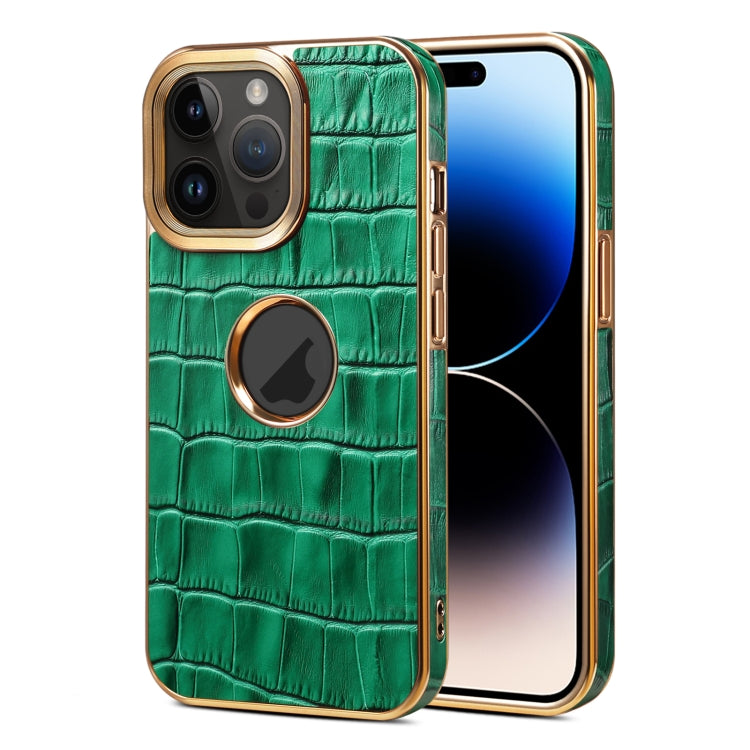 Denior Crocodile Texture Genuine Leather Electroplating Phone Case