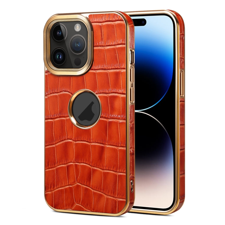 Denior Crocodile Texture Genuine Leather Electroplating Phone Case