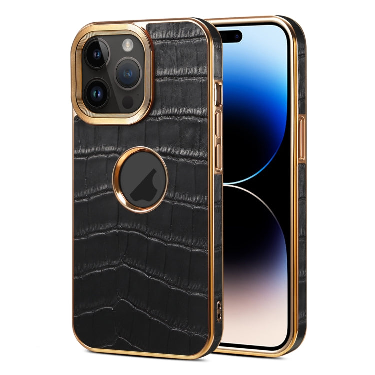 Denior Crocodile Texture Genuine Leather Electroplating Phone Case