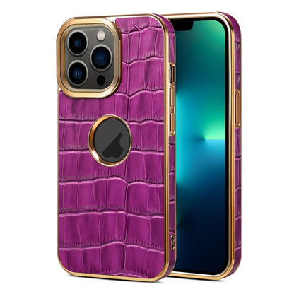 Denior Crocodile Texture Genuine Leather Electroplating Phone Case