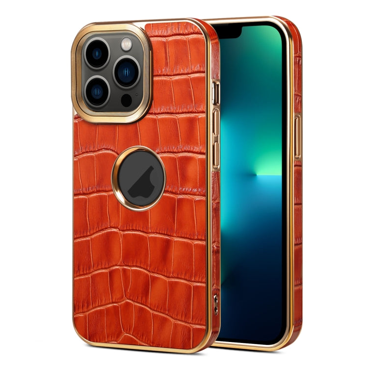 Denior Crocodile Texture Genuine Leather Electroplating Phone Case