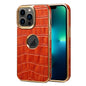 Denior Crocodile Texture Genuine Leather Electroplating Phone Case