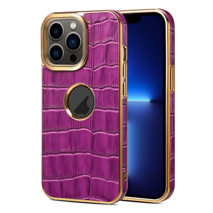 Denior Crocodile Texture Genuine Leather Electroplating Phone Case