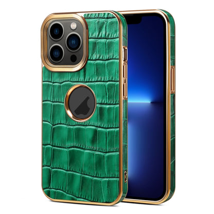 Denior Crocodile Texture Genuine Leather Electroplating Phone Case