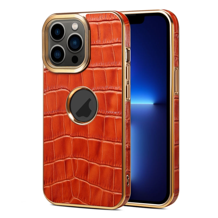 Denior Crocodile Texture Genuine Leather Electroplating Phone Case