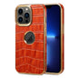 Denior Crocodile Texture Genuine Leather Electroplating Phone Case