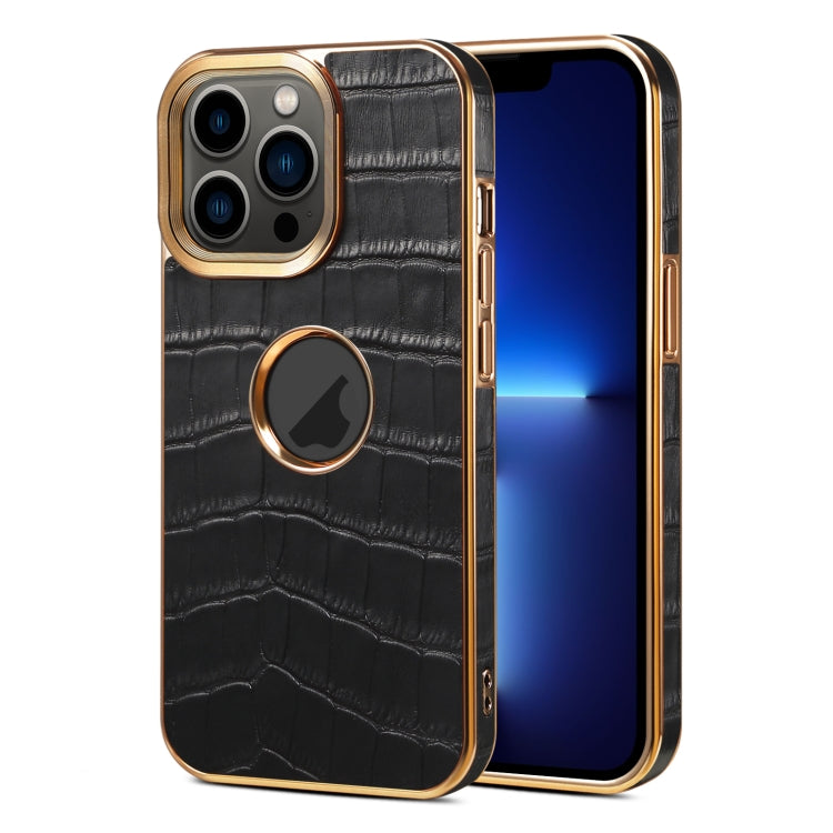Denior Crocodile Texture Genuine Leather Electroplating Phone Case