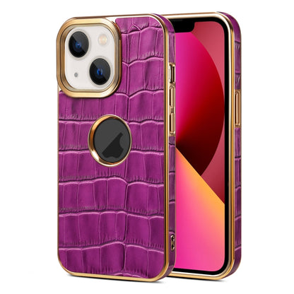 Denior Crocodile Texture Genuine Leather Electroplating Phone Case