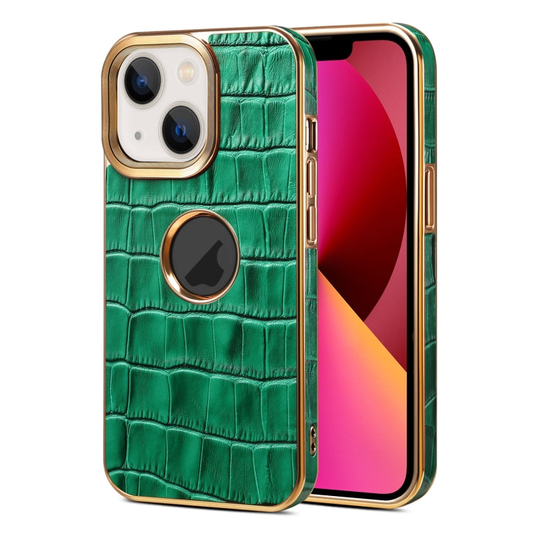 Denior Crocodile Texture Genuine Leather Electroplating Phone Case