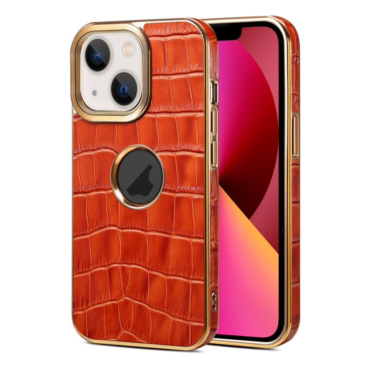 Denior Crocodile Texture Genuine Leather Electroplating Phone Case