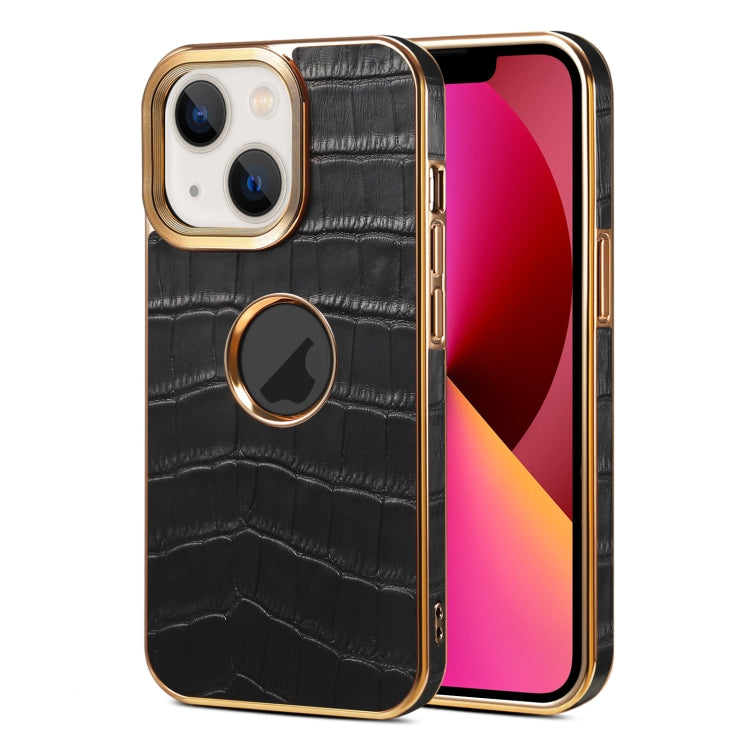 Denior Crocodile Texture Genuine Leather Electroplating Phone Case