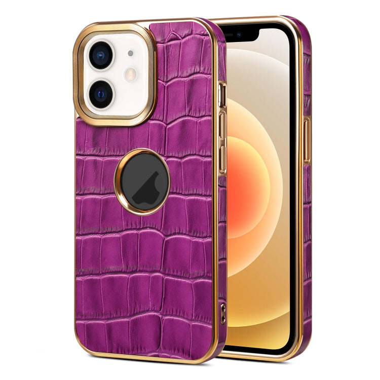 Denior Crocodile Texture Genuine Leather Electroplating Phone Case