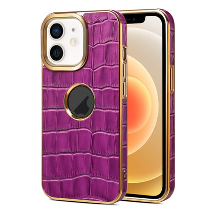 Denior Crocodile Texture Genuine Leather Electroplating Phone Case