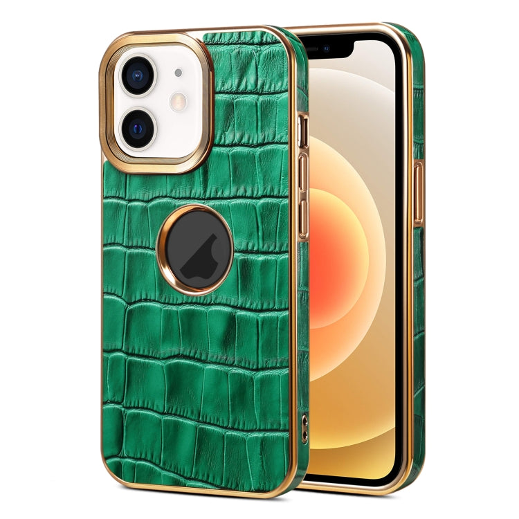 Denior Crocodile Texture Genuine Leather Electroplating Phone Case
