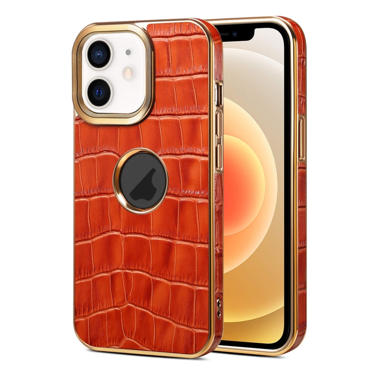 Denior Crocodile Texture Genuine Leather Electroplating Phone Case