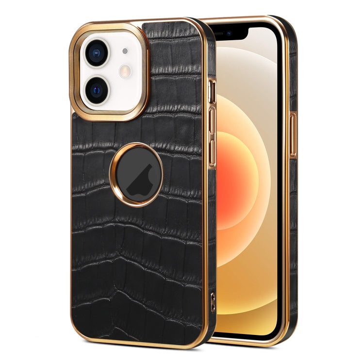 Denior Crocodile Texture Genuine Leather Electroplating Phone Case