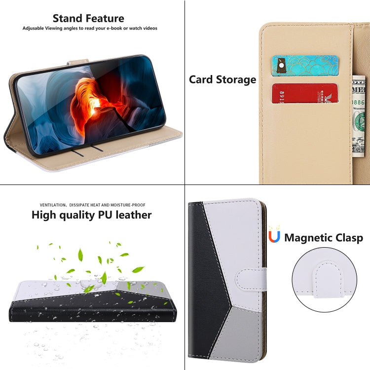 Tricolor Stitching Horizontal Flip Leather Phone Case