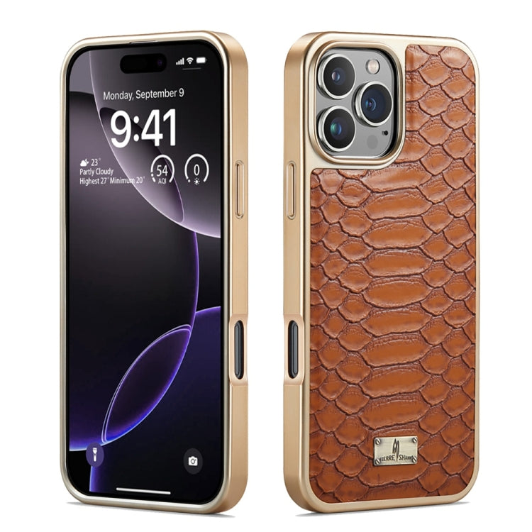Fierre Shann Python Texture Electroplating PU Phone Case