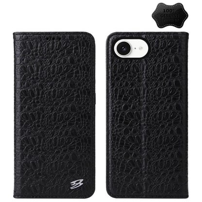 Fierre Shann Crocodile Texture Magnetic Genuine Leather Phone Case