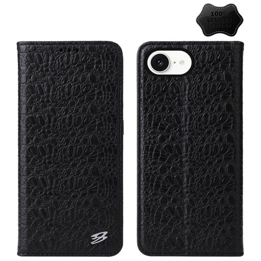 Fierre Shann Crocodile Texture Magnetic Genuine Leather Phone Case