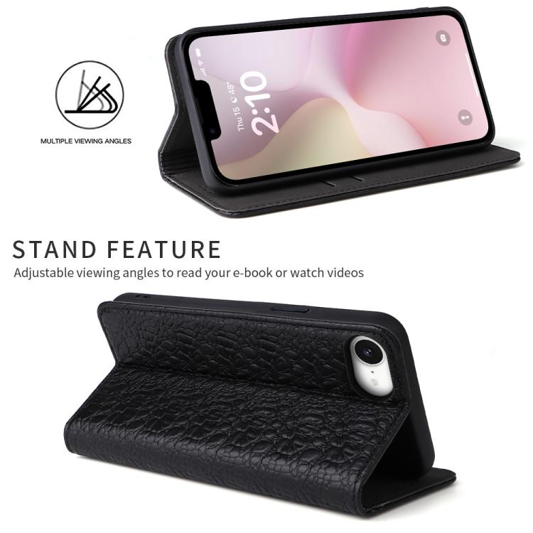 Fierre Shann Crocodile Texture Magnetic Genuine Leather Phone Case