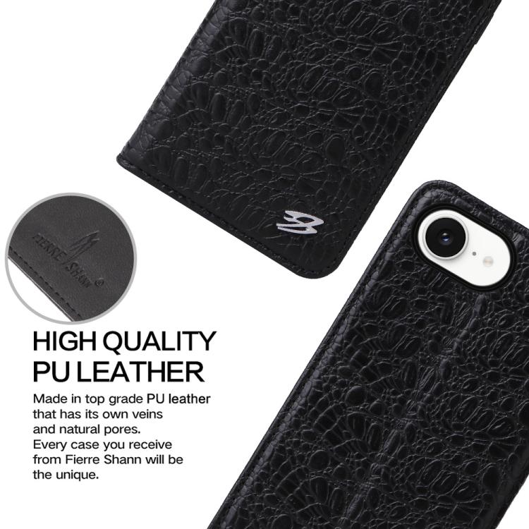 Fierre Shann Crocodile Texture Magnetic Genuine Leather Phone Case