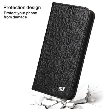 Fierre Shann Crocodile Texture Magnetic Genuine Leather Phone Case