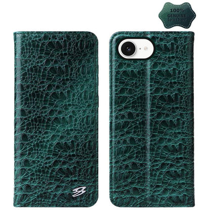 Fierre Shann Crocodile Texture Magnetic Genuine Leather Phone Case