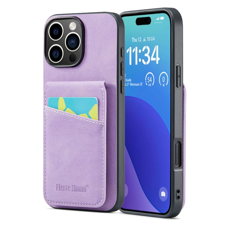 Fierre Shann Crazy Horse Card Holder Back Cover PU Phone Case