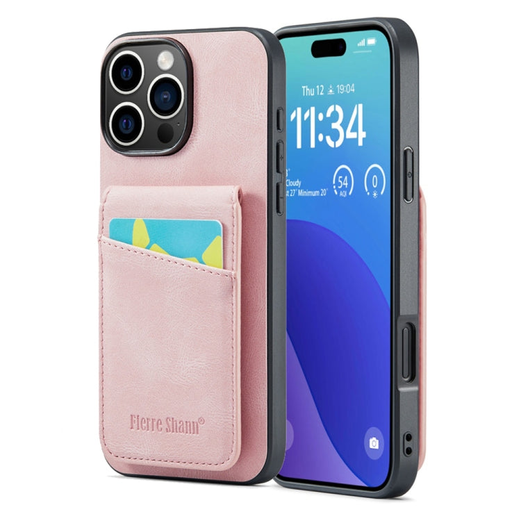 Fierre Shann Crazy Horse Card Holder Back Cover PU Phone Case